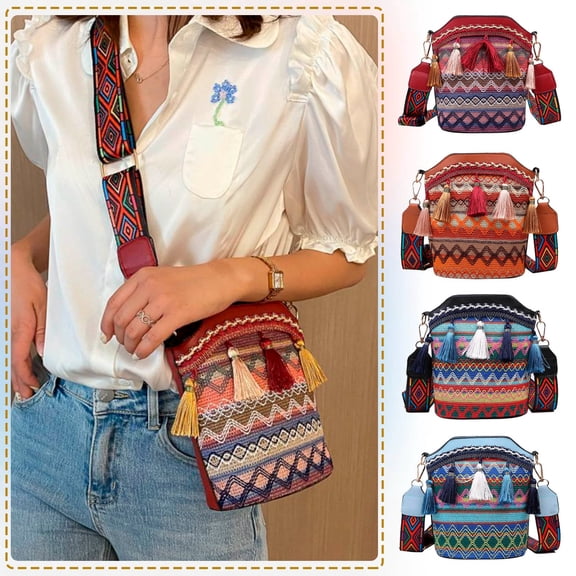 CAIXIA Womens Crossbody Bag Womens Ethnic Tassel Casual Crossbody Sling Handbag, Fashion Daily Messenger Shoulder Purse