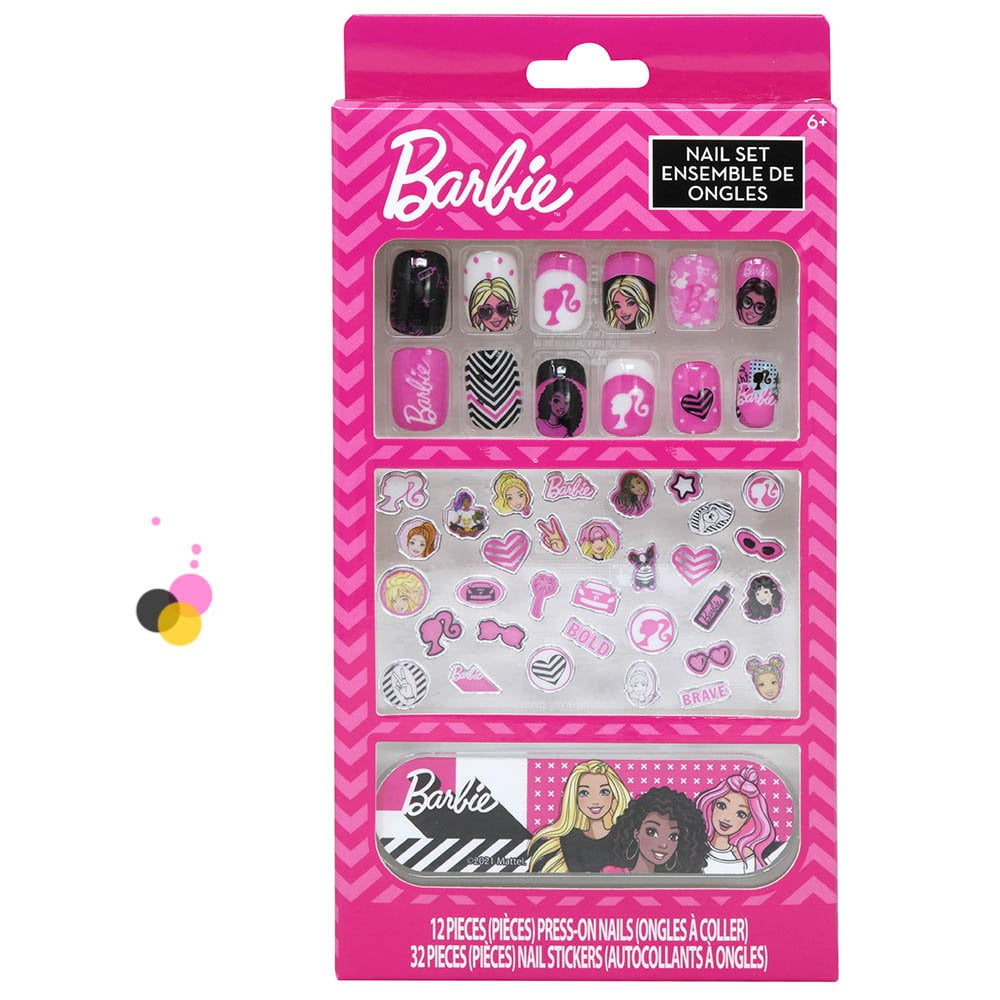 Barbie Nail Case Set Manicure Nail Polish Kit Sticker Set 