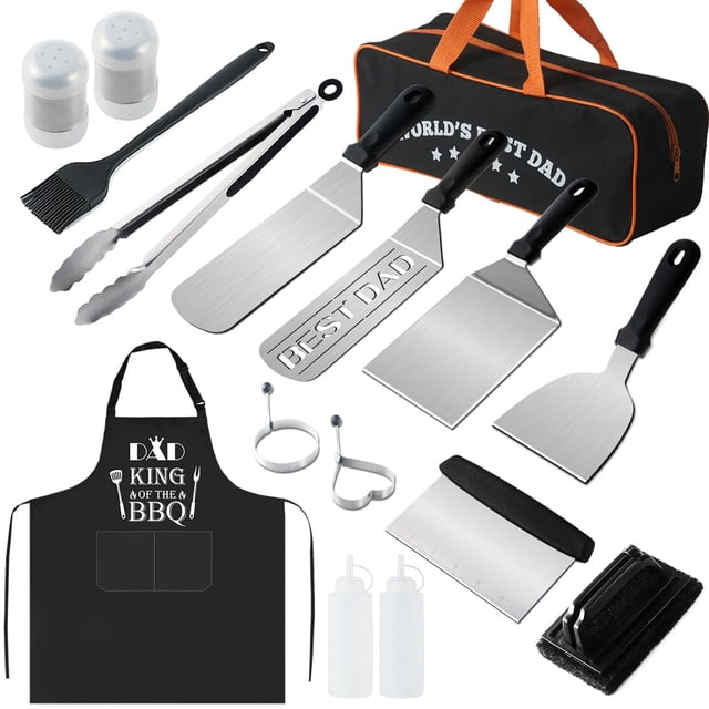 Set de regalo para asar LeadEdge para papá con 17 piezas y delantal para barbacoa
