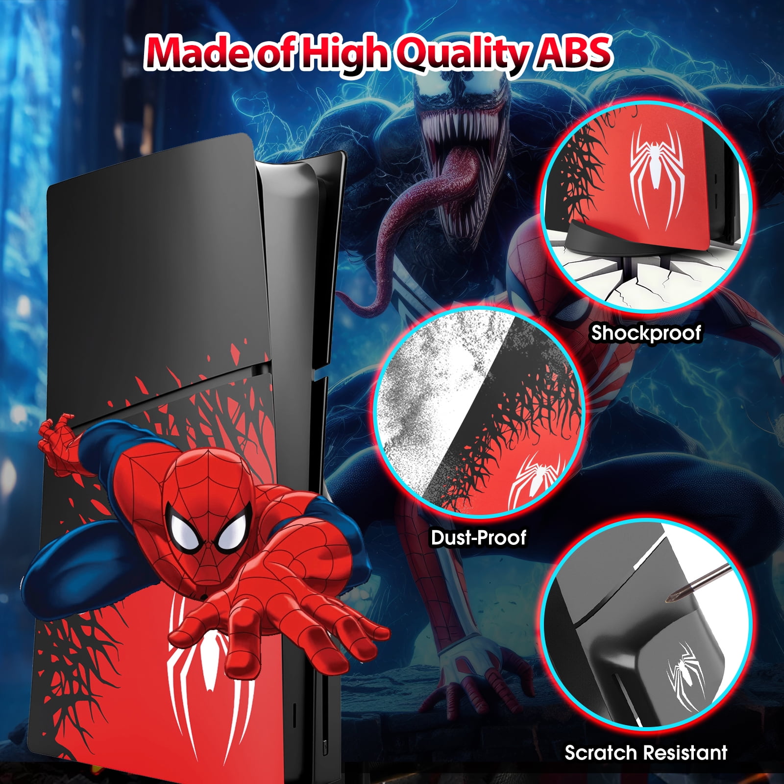 [PS5 Slim Disc Edition] - HYCARUS Superhero Spider - Man 2 Edition PS5 Slim Cover Plates Disc Edition for PS5 Slim Console, Premium PS5 Slim Plates Faceplate Shell Covers for Playstation 5 Accessories