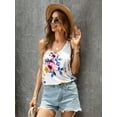 thumbnail image 3 of CALIPESSA Womens Summer Fashion White Sleeveless Floral Print Scoop Neck Racerback Casual Tank Top, 3 of 5