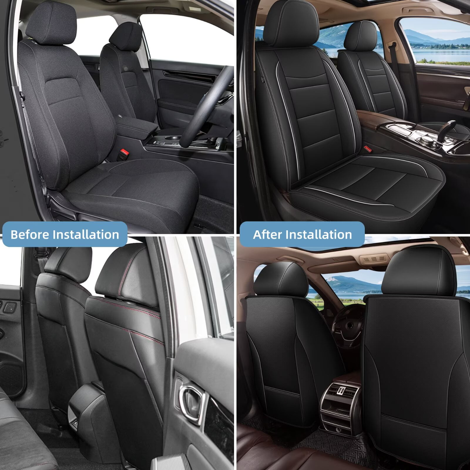 DIKSOAKR Car Seat Cover Fit for Toyota RAV4 2013-2025 2026,Waterproof Leather Automotive Seat Protector Cushion Accessories(Black,Front Seats)