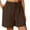 Brown, variant on Quinlirra Women's Pants Petite Women's Cotton Linen Shorts Solid Color Comfortable Elastic Wide Leg Casual Shorts
