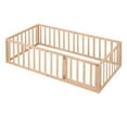 thumbnail image 5 of Bellemave Twin Floor Bed with Fence and Door, Twin Size Montessori Floor Bed Frame, Low Profile Toddler Bed Frame with Safety Guardrails, Slats Not Included, Natural, 5 of 11