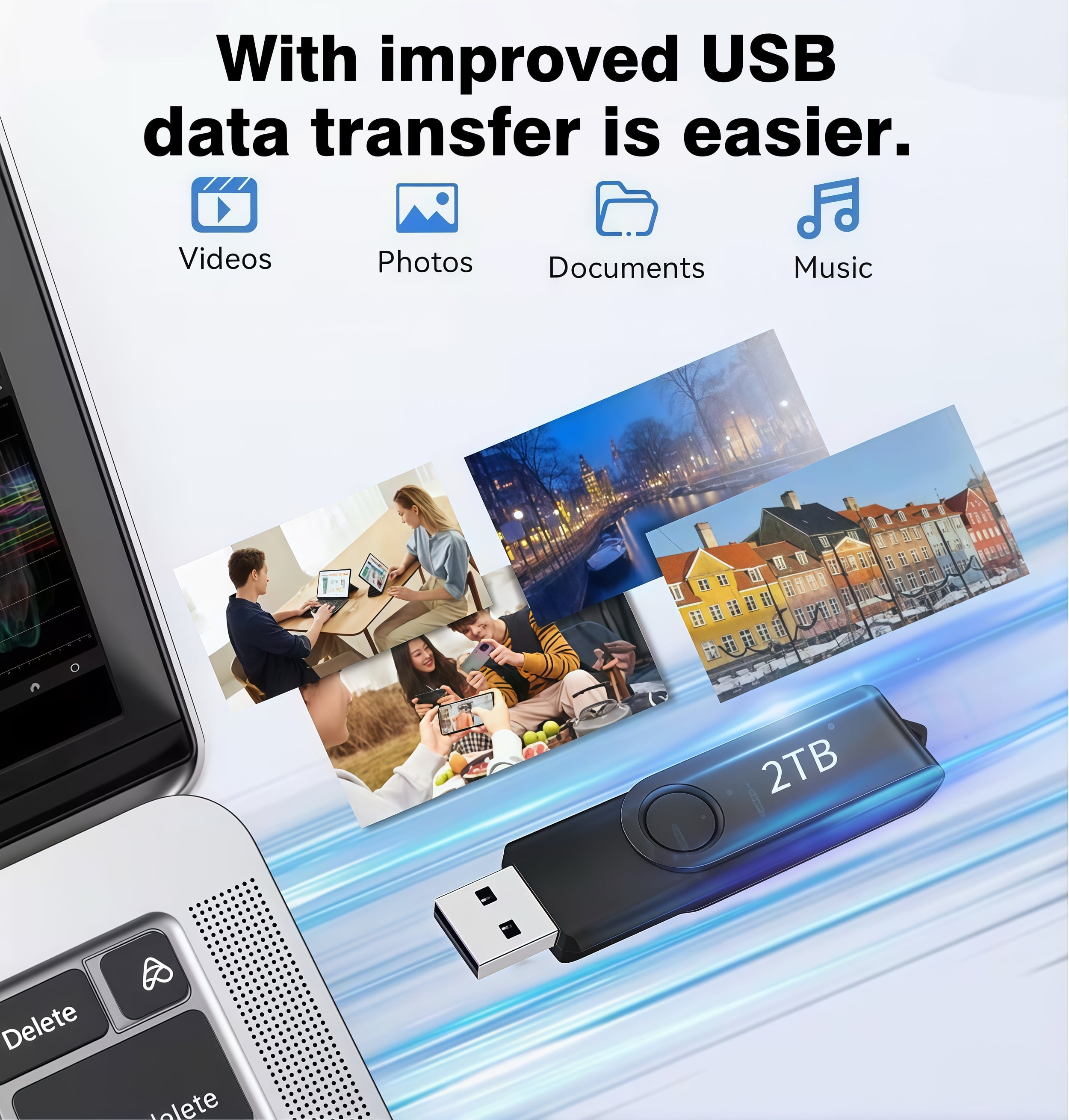 USB Flash Drive 2T(1864G) Dual USB Type-C Thumb Drive, Compatible with Phone, Laptop, Tablet-MAOLAI