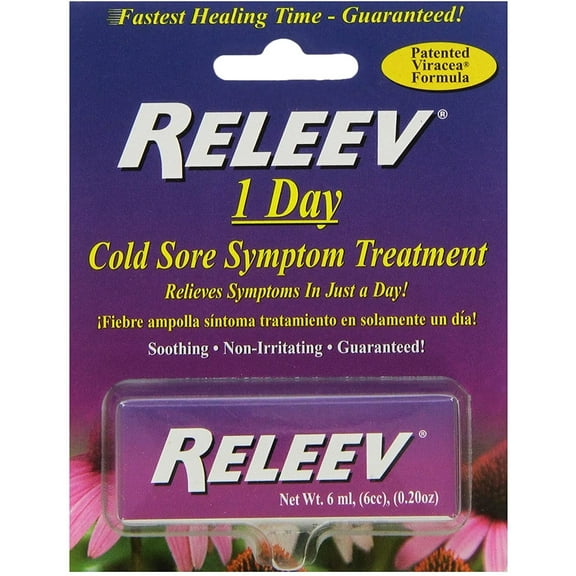 Releev 1 Day Cold Sore Symptom Treatment, Soothing, 0.20 oz, 6 ml