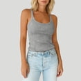 thumbnail image 2 of Women Spaghetti Strap Scoop Neck Ribbed Tank Tops Slim Fitted Cotton Camisole Basic Sleeveless Layering Shirts Featuring Slim Fit Sleeveless Camisole Gray XL, 2 of 8