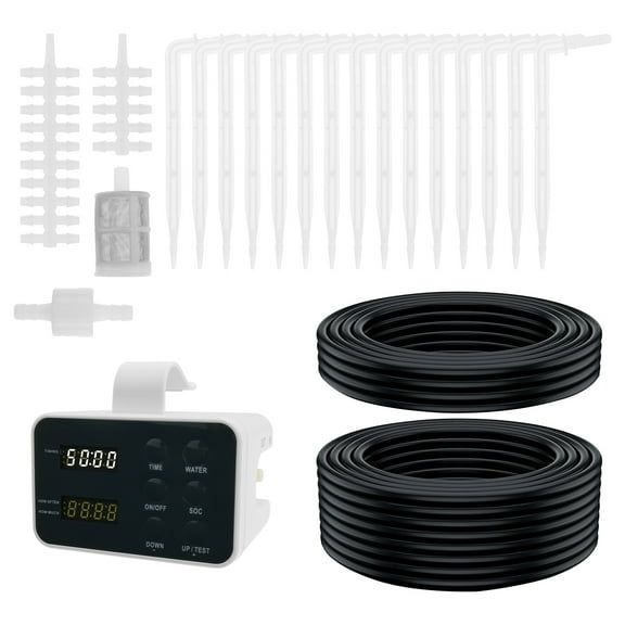 Automatic Plant Water Indoor, 15 Potted Plants Self Watering System, Automatic Drip Irrigation Kit Plant Watering Devices LED Display and Power Supply