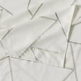 thumbnail image 6 of Violet Linen Swiss Modern Geometric Pattern, Polyester Embroidered, White, 60 Inch by 84 Inch, Seats 6 to 8 people, Rectangular Tablecloths, 6 of 8