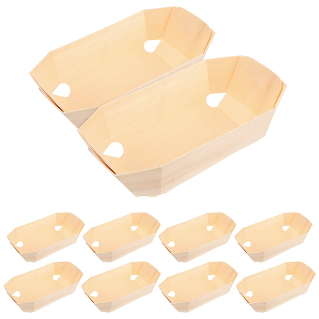 BEADCEST 10pcs Food Container Wooden Food Boxes Beige Simple Design For Restaurant Use Food Service