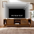 thumbnail image 4 of LKTART Mid Century Modern Rattan TV Stand for 65 Inch TV,59" Boho Media Console with Sliding Doors & Open Shelves,Solid Wood Legs for Living Room,Light Walnut, 4 of 8