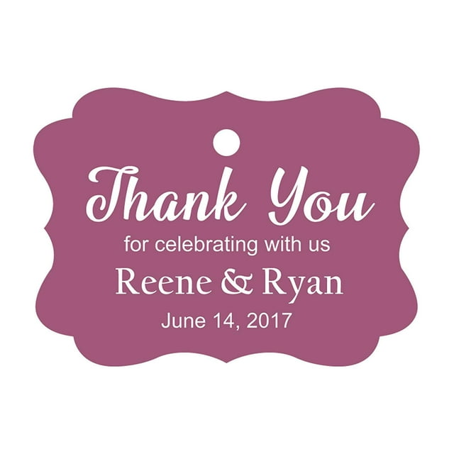 100 PCS Custom Wedding Favor Hang Tags Thank you for celebrating Personalized Paper Tags