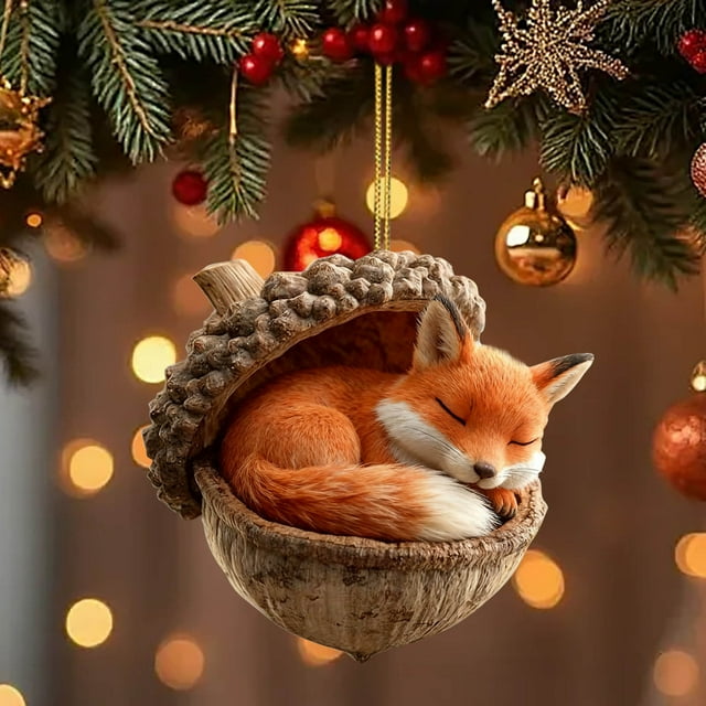 10 Pcs Christmas Ornament Tree Hole Pendants, for Tree and Car Decorations, 2d Flat Acrylic Holiday Decor