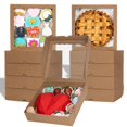 thumbnail image 1 of 50 cajas para repostería marrones TEMLQPACK 22.8x22.8x6.3 cm con ventana, 1 of 9