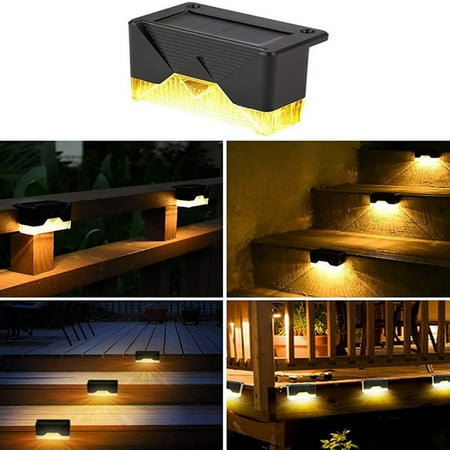 

4PCS Solar Stair Lamp Outdoor Fence Light Pathway Yard Patio Steps Solar Night Light IP55 Waterproof