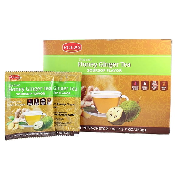 Pocas Instant Honey Ginger Tea Soursop Flavor 20 Sachets Pack of 2