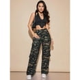 thumbnail image 2 of Women’s High Waisted Camo Cargo Pants – Baggy Wide Leg Trousers with Flap Pockets, 2 of 6