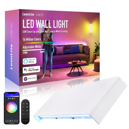 

LEONLITE 4 Pack 15.8 LED Wall Sconce Color Changing & 5000K-2700K Dimmable Aluminum Up Down Wall Light Indoor & Outdoor APP Control White