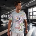 thumbnail image 3 of Wukai Vintage Rose Print Men's Short-Sleeved Mesh T-Shirt,Quick-Dry Short Sleeve Workout T-Shirt-Medium, 3 of 8