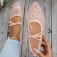 thumbnail image 6 of Women's Spring Ballet Style Flat Shoes Open Toe Pointed Toe Lace Up With Ankle Strap Soft Sole Comfortable Elegant Casual Footwear For Daily Wear Pink 41, 6 of 7