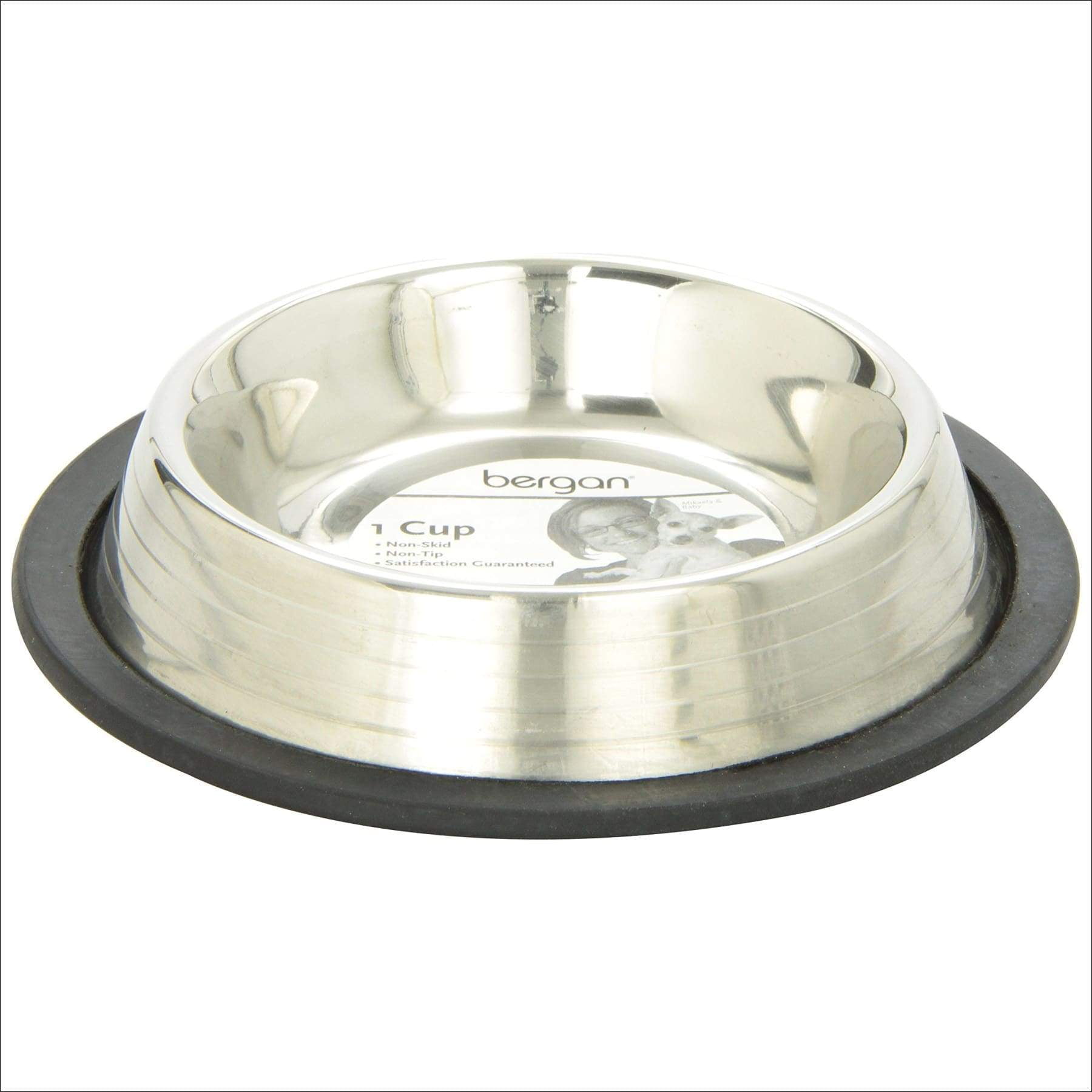 Photo 1 of Bergan Stainless Steel Non-Skid/Non-Tip Pet Bowl with Ridges 1 Cup