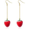 thumbnail image 1 of Pendientes de fresa 3D para mujeres y niñas, pendientes colgantes de fresa roja, pendientes de clip de fresa de imitación, lindos pendientes de gota de fresa de fruta acrílica Sincero Electrónica, 1 of 5