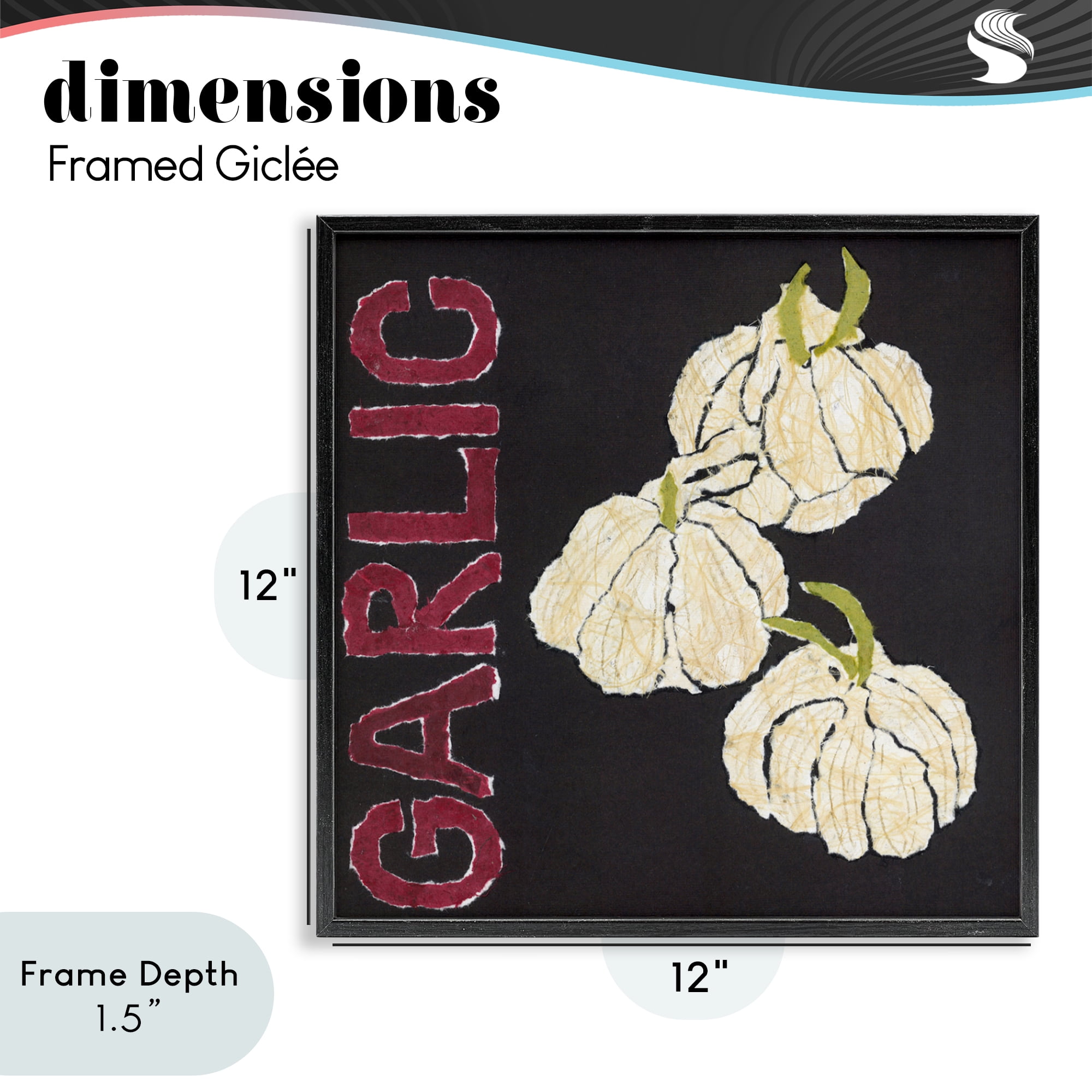 Stupell Industries Garlic Garden Vegetable Black Framed Giclee Art, design by Nancy Overton