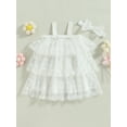 thumbnail image 2 of Bagilaanoe Toddler Baby Girl Summer Dress Sleeveless A-line Princess Dresses Headband 3M 6M 12M 18M 24M 3T 4T Kids Casual Mesh Tulle Sundress, 2 of 8