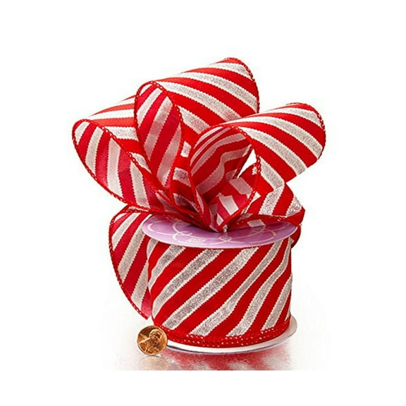 Peppermint Stick Wired Ribbon - 2 1/2in. X 10 Yards (566342504)