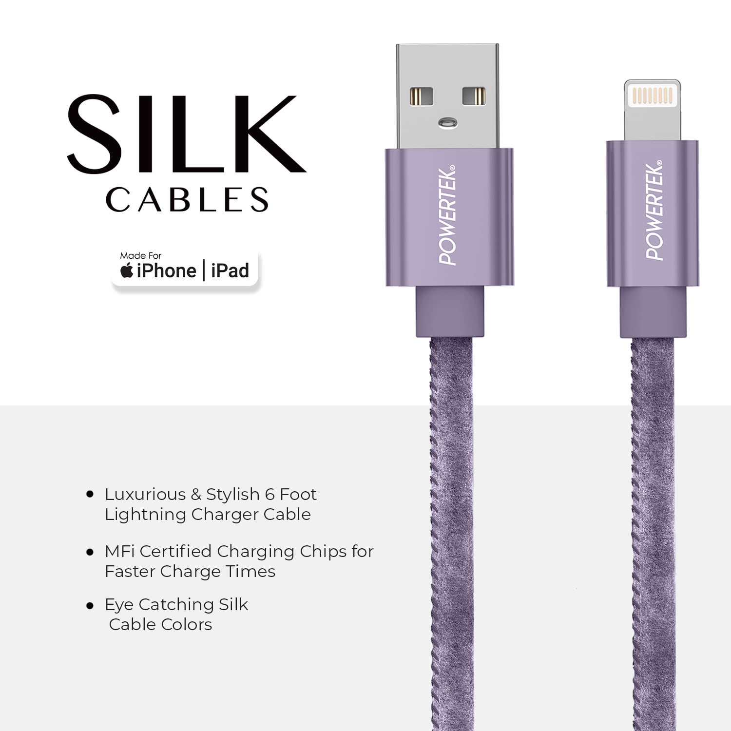 Liquipel Powertek Silk USB-A to Lightning - Purple