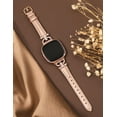 thumbnail image 2 of TOYOUTHS Leather Bands Compatible with Versa 4/Versa 3/Sense 2/Sense Band for Women, Dressy Bling Slim Leather Strap with D-shaped Diamonds Metal Buckle for Versa 4, 2 of 6