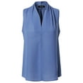 thumbnail image 1 of FashionOutfit Women's Solid Chiffon High V-Neck Sleeveless Office Blouse Top Made in USA, 1 of 4