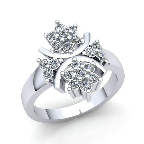 Genuine 2carat Round Cut Diamond Ladies Bridal Cluster Flower Anniversary Engagement Ring Solid 18K Rose, White or Yellow Gold H SI2