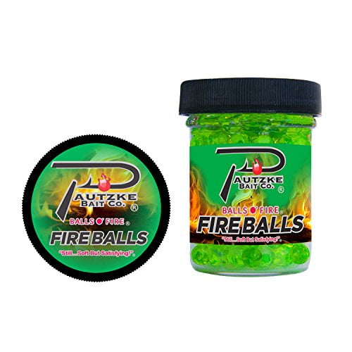 Pautzke PFBLS/CHT/GAR Fire Balls 1.65oz, Chartreuse/Garlic, Fire Balls, Chartreuse/Garlic