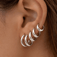 thumbnail image 7 of DESIGNICE 2026 New 3 Pairs Gold Hoop Earrings Set for Women,Chunky Gold Silver Earrings,14K Gold Filled,Hypoallergenic,Small Huggie Hoops,Lightweight Thick Trendy Hoop Earrings, 7 of 7