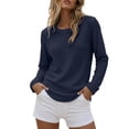 thumbnail image 5 of Women's Waffle Knit Top Crew Neck Long Sleeve Casual Pullover Blouse, 5 of 9