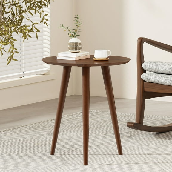 Bessie Faux Wood and Rubberwood End Table, Walnut
