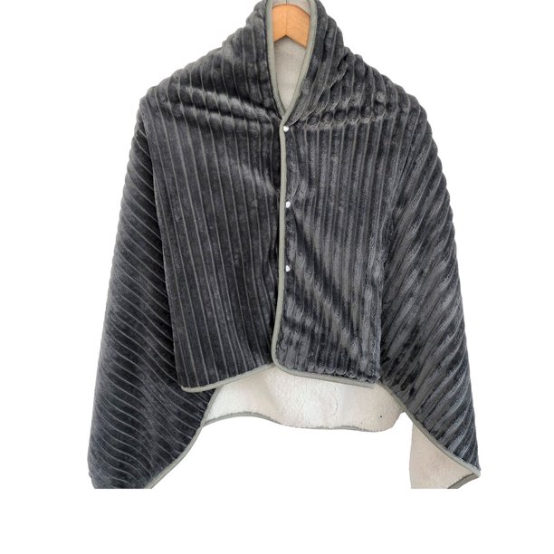 Advancent Manta eléctrica cálida ajustable para clima frío calentador de calefacción de franela portátil de viaje Unisex capa para el hogar y la Suministros térmicos Raya gris Advancent HA071724-03