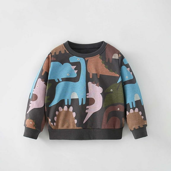 Boys Hoodies Sweatshirts for Kids - Dinosaur Print Pullover Long Sleeve Casual Tops for Toddler Boys - Soft and Comfortable Outerwear for Fall Winter Spring