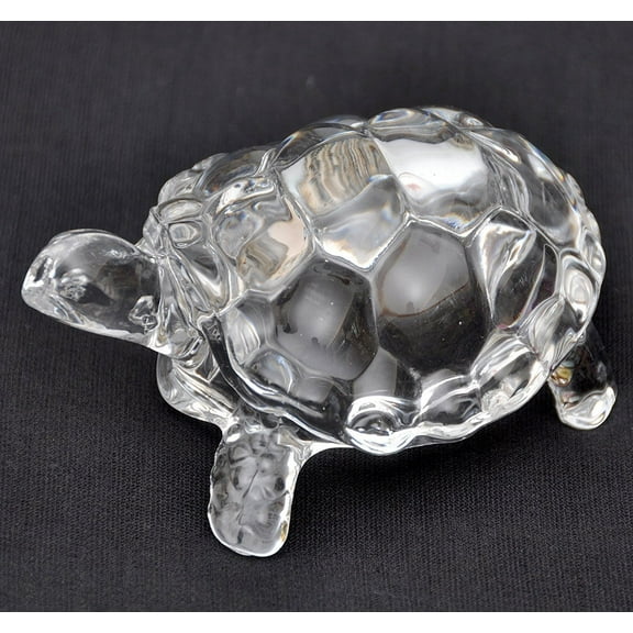 Petrichor Crystal Turtle for Home Decoration Figurine Gift (Pack of 2, Size: XL - 7 inch, Clear)