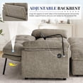 thumbnail image 6 of Muumblus 56" Loveseat with Storage Ottoman, Adjustable Backrest, USB, Phone Stand, Comfy Leisure 2-Seater Sofa Bed for Living Room, Brown Chenille, 6 of 13