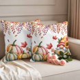 thumbnail image 2 of Red Orange Gnomes Fall Outdoor Waterproof Pillow Covers, Pumpkins Thanksgiving Eucalyptus Leaves Decorative Square Throw Pillowcase Sofa Cushion Sham for Patio/Couch/Chair, 18"x18" 2 Pack, 2 of 8