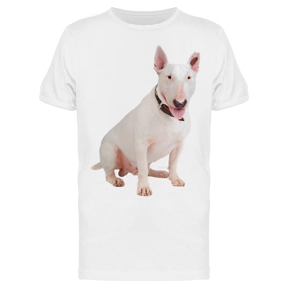 White Bull Terrier Dog Sitting T-Shirt Men -Image by Shutterstock, Male Small