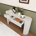 thumbnail image 6 of HIUU White Fluted Console Table with Drawers for Entryway,Modern Entryway Table with Storage,Long Sofa Tables,Tall Hallway Tables,Oval Top and 2 Drawers(Champagne White), 6 of 10