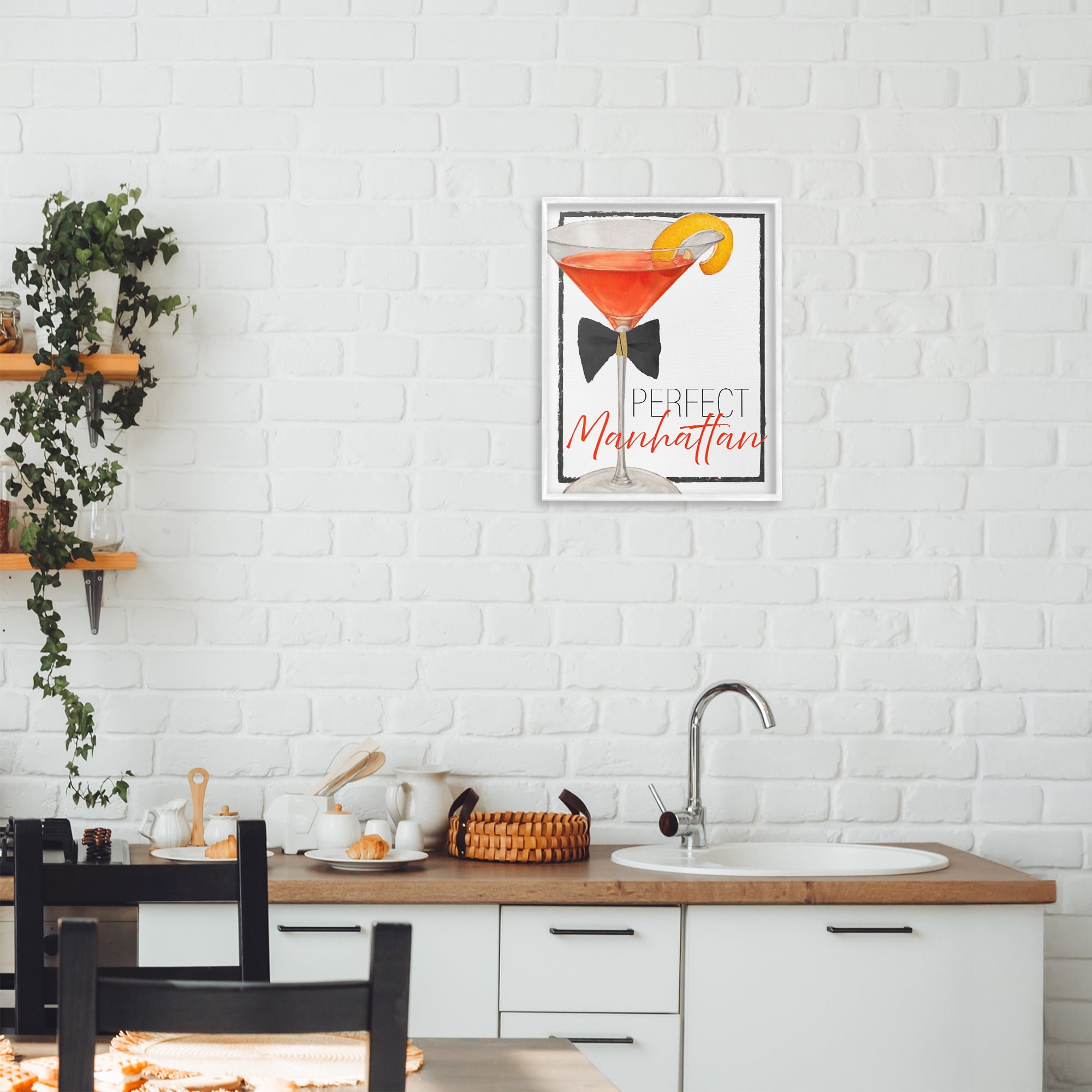 Stupell Industries Perfect Manhattan Cocktail White Framed Giclee Art, design by Lorenzo Collective