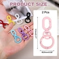 thumbnail image 2 of Uxcell 2.2" Swivel Snap Hooks with Key Rings, 2Pcs Double Opening Metal Oval Swivel Spring Clasp Clip with O Ring for DIY Crafts Jewelry Lanyard Making, Pink, 2 of 6