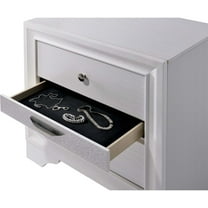 Newboti Furniture Contemporary 1pc Nightstand White Finish Silver Accents Hidden Jewelry Drawer Nickel Round Knob Bedside Table Bedroom Furniture 04770