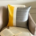 thumbnail image 3 of The HomeCentric Cushion Cover For Couch, Decorative Yellow & Grey Pack of 2, 14x14 inch (35x35 cm) Pillow Covers, Silk Color Block Throw Pillows For Sofa, Patchwork Modern - Splendour Yellow, 3 of 10