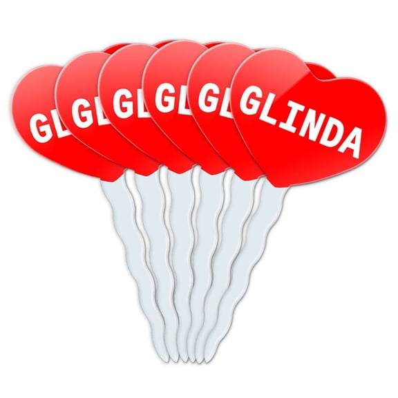 Glinda Heart Love Cupcake Picks Toppers - Set of 6
