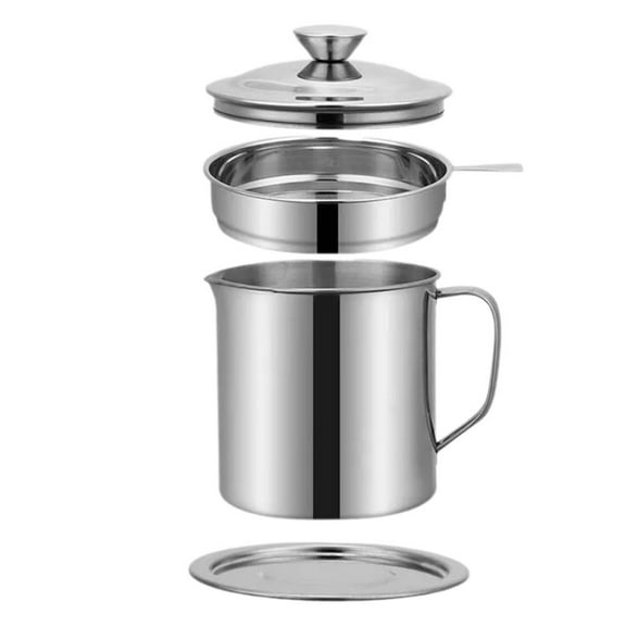SharkTRUE Cooking Oil Strainer Container, Stainless Steel Grease Container Filter, Kitchen Cooking Oil Container Tool, Dishwasher Safe Oil Strainer, Good Helper for Kitchen Cooking